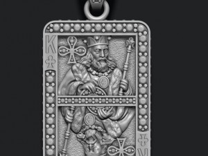 Club king playing card pendant Modèles 3D en vedette