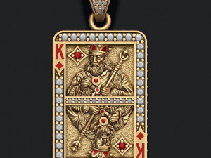 Diamonds king playing card pendant 3D Print Model