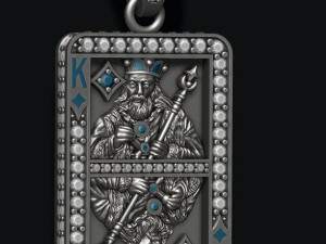 Diamonds king playing card pendant 3D Print Model