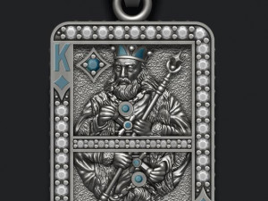 Diamonds king playing card pendant 3D Print Model