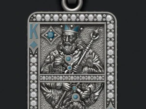 Diamonds king playing card pendant 3D Print Model