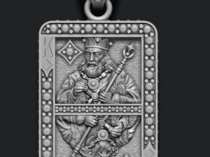 Diamonds king playing card pendant 3D Print Model