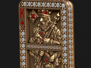 Diamonds king playing card pendant 3D Print Model