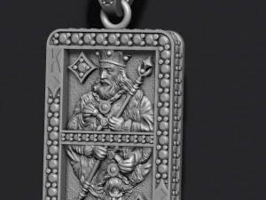 Diamonds king playing card pendant 3D Print Model