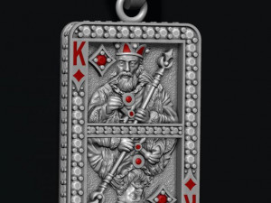Diamonds king playing card pendant 3D Print Model