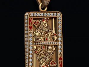 Heart king playing card pendant 3D Print Model