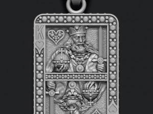 Heart king playing card pendant 3D Print Model