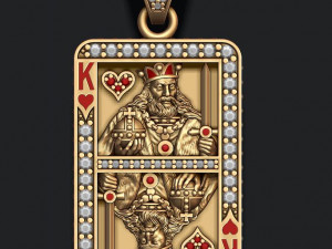Heart king playing card pendant 3D-printmodel