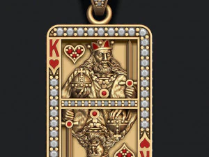 Heart king playing card pendant 3D Print Model