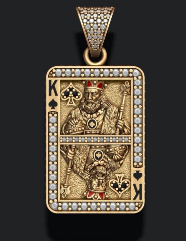 Spade king playing card pendant 3D-Druckmodell .c4d .max .obj .3ds .fbx .stl .blend 