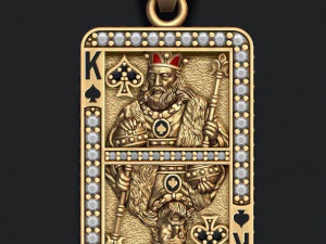 스페이드 킹 카드 놀이 펜던트 3D 프린트 모델