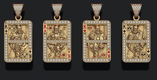 Playing cards kings pack set 3D Print Model .c4d .max .obj .3ds .fbx .stl .blend 