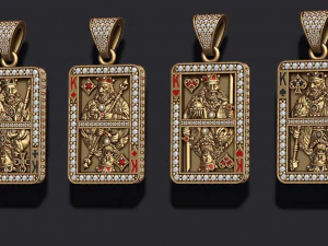 Playing cards kings pack set 3D Print Model
