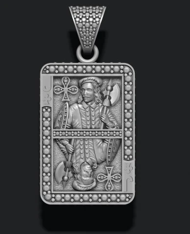 Club jack playing card pendant 3D Print Model .c4d .max .obj .3ds .fbx .stl .blend