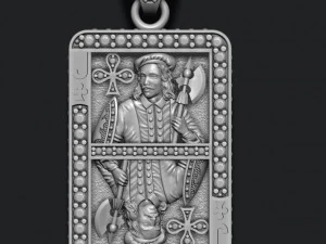 클럽 잭 플레잉 카드 펜던트 3D 프린트 모델