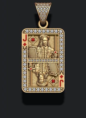 Diamonds jack playing card pendant 3D Print Model .c4d .max .obj .3ds .fbx .stl .blend 