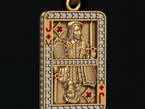 Diamonds jack playing card pendant 3Dプリントモデル
