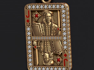 Diamonds jack playing card pendant 3Dプリントモデル