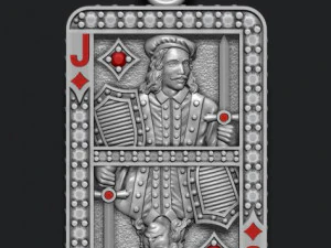 Diamonds jack playing card pendant 3D Print Model