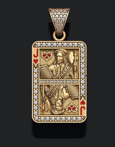 Heart jack playing card pendant 3D प्रिंट मॉडल .c4d .max .obj .3ds .fbx .stl .blend 