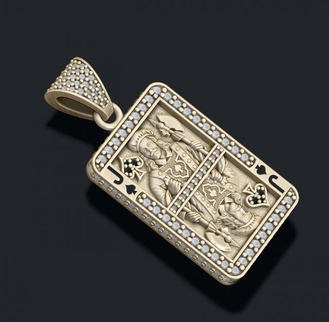 Spade jack playing card pendant 3D-printmodel .c4d .max .obj .3ds .fbx .stl .blend 
