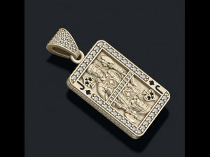 스페이드 잭 카드 놀이 펜던트 3D 프린트 모델