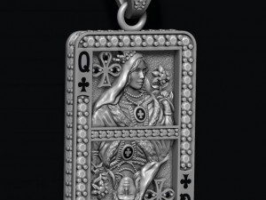 Club queen playing card pendant 3d print model 3D Принт Модель