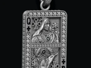 Club queen playing card pendant 3d print model 3D Print Model