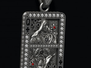 Club queen playing card pendant 3d print model 3D Принт Модель