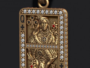 Club queen playing card pendant 3d print model 3D Принт Модель