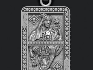 Diamonds queen playing card pendant 3D Baskı Modeli
