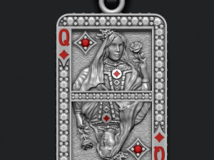 Diamonds queen playing card pendant 3D Baskı Modeli