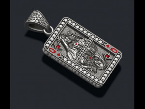 Diamonds queen playing card pendant 3D Baskı Modeli