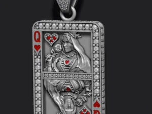 하트 퀸 카드 놀이 펜던트 3D 프린트 모델 3D 프린트 모델