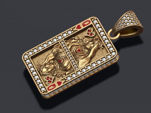 Heart queen playing card pendant 3d print model Modèles 3D en vedette
