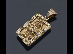 Spade queen playing card pendant 3D Print Model