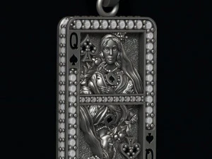 Spade queen playing card pendant 3D Print Model