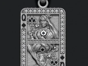 스페이드 퀸 카드 놀이 펜던트 3D 프린트 모델