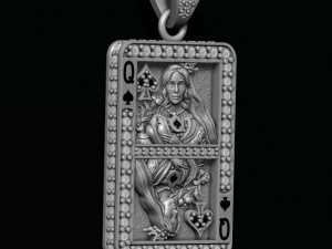Spade queen playing card pendant 3D 프린트 모델