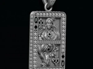 Spade queen playing card pendant 3D Print Model