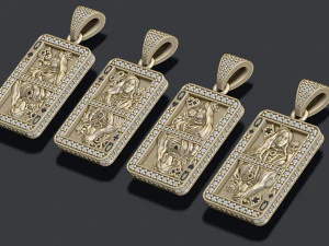 Playing cards queen pack set 3D Print Model