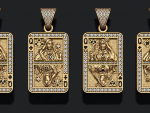 Playing cards queen pack set 3D Print Model