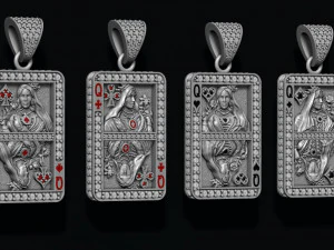 Playing cards queen pack set 3D Print Model
