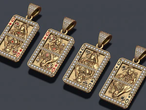 Playing cards queen pack set 3D Print Model