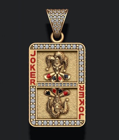 Joker playing card pendant 3D 프린트 모델 .c4d .max .obj .3ds .fbx .stl .blend 