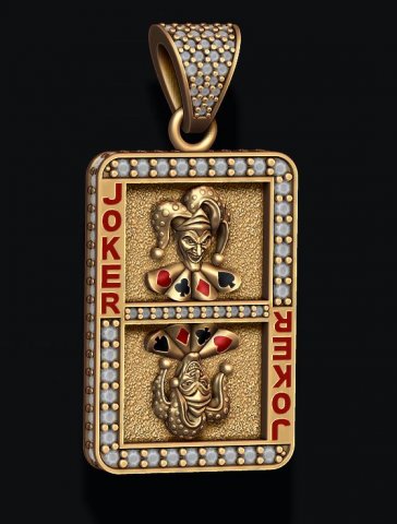 joker playing card pendant 3D Print Model in Pendants 3DExport