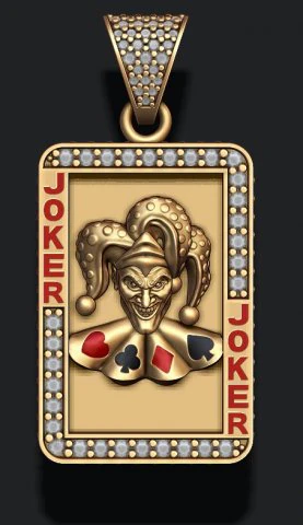 Joker playing card pendant 3D Print Model .c4d .max .obj .3ds .fbx .stl .blend