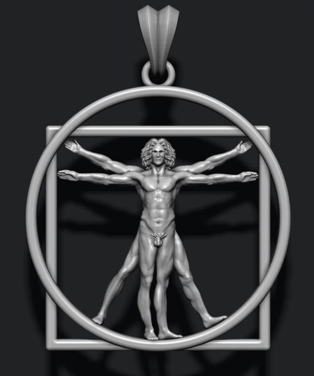 Vitruvian man pendant Modelo de Impressão 3D .c4d .max .obj .3ds .fbx .stl .blend 