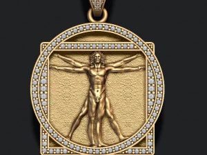 Vitruvian man pendant basrelief 3D Print Model