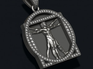 Vitruvian man pendant basrelief 3D-printmodel